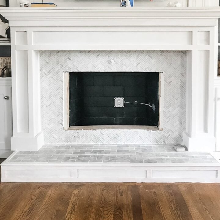 Diy Fireplace Mantel And Surround, How To Tile Around Fireplace Insert