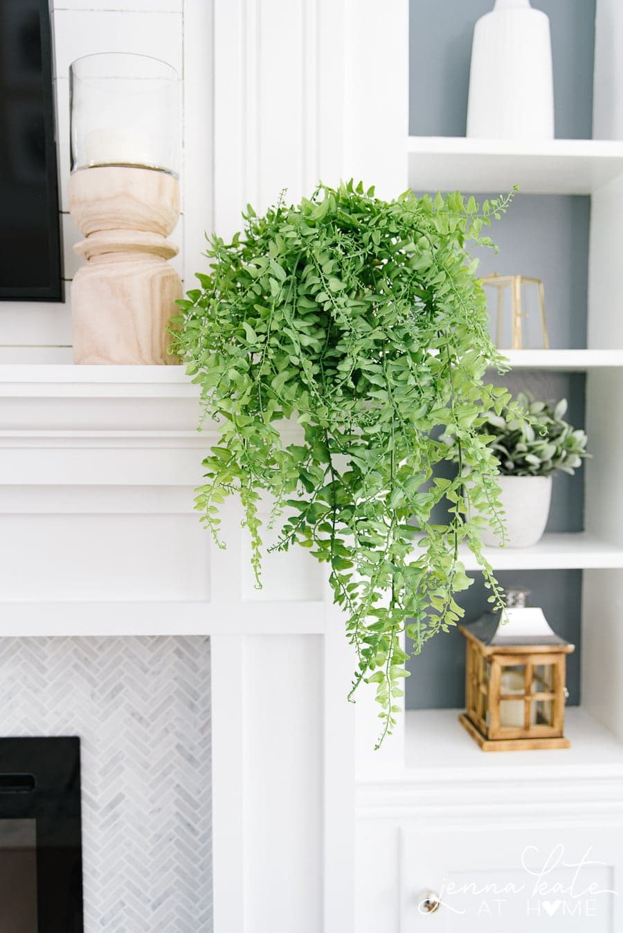 This easy faux trailing plant gives all the fresh green pops of color without the upkeep of a live plant