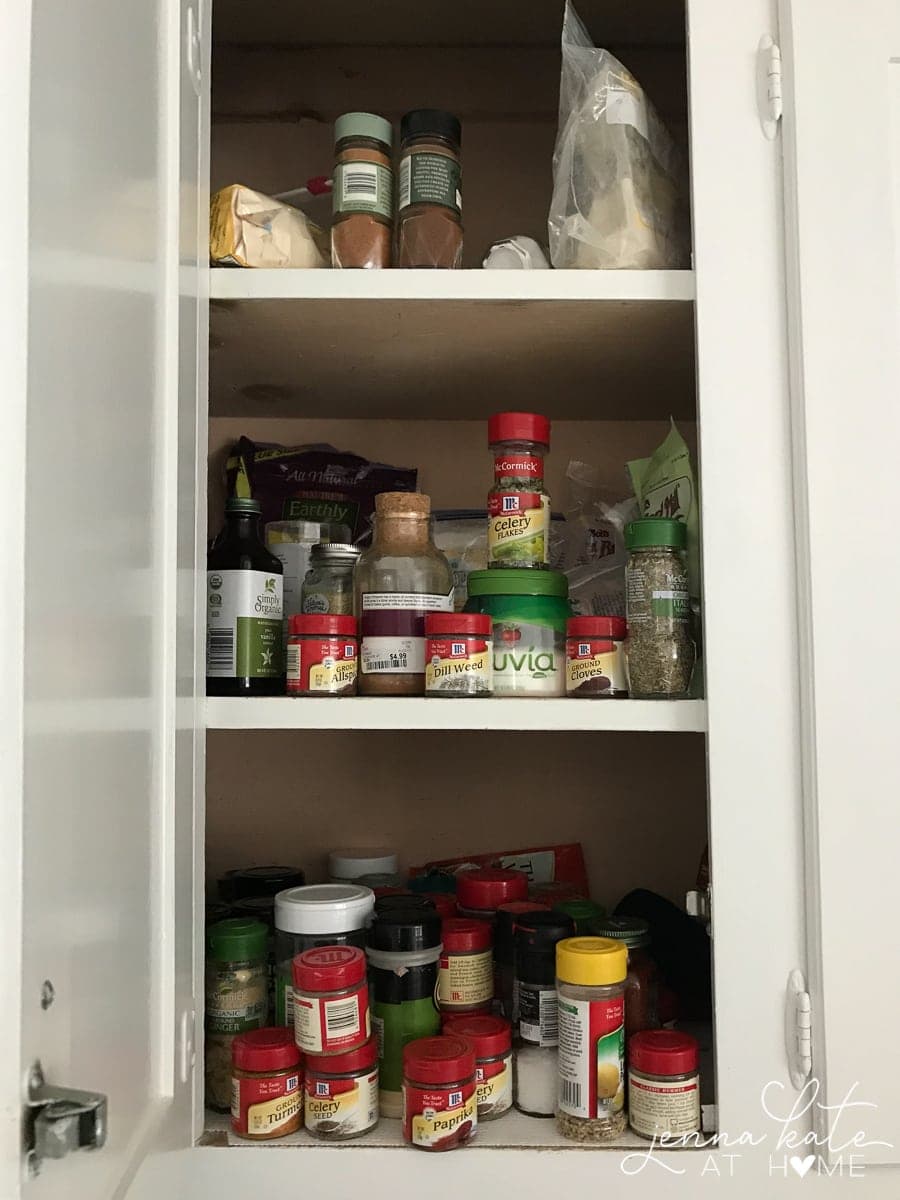 DIY kitchen cabinet organization before and after