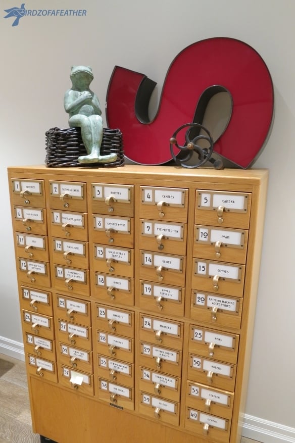 Use a card catalog to store small, like items The Making of a Craft Studio - Card Catalogue via Birdz of a Feather Jenna Kate at Home