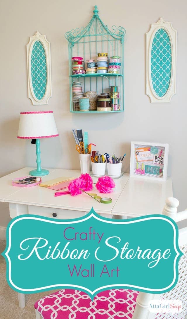 Creative craft room storage ideas: Use wall art as storage DIY Ribbon Organizer via Atta Girl Says