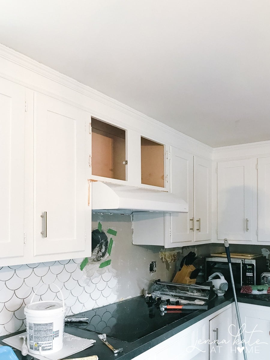 DIY budget friendly range hood made from wood