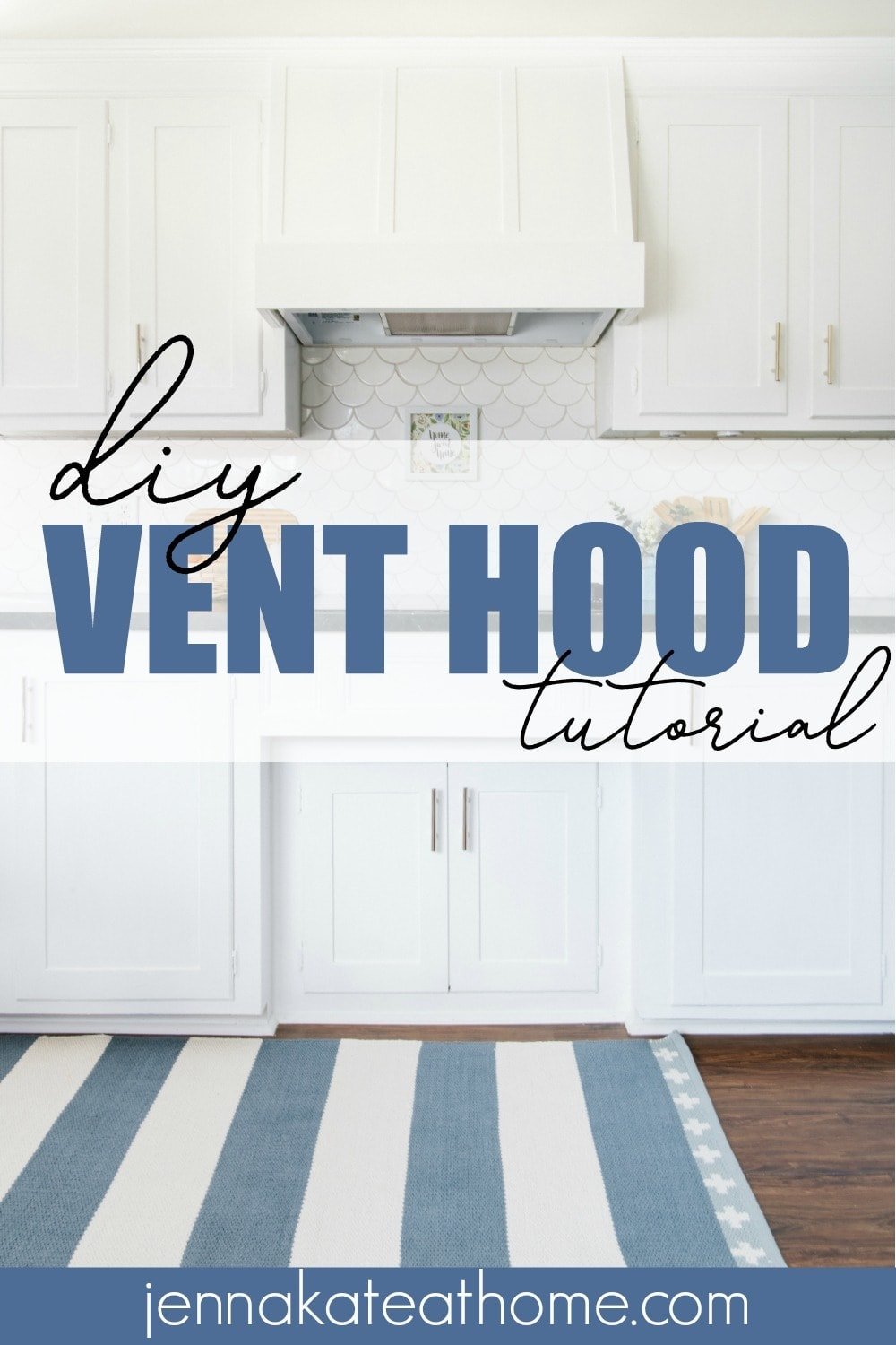 Learn how easy it is to build a DIY wood vent hood cover to match with your existing white cabinets for a custom look at a budget price!