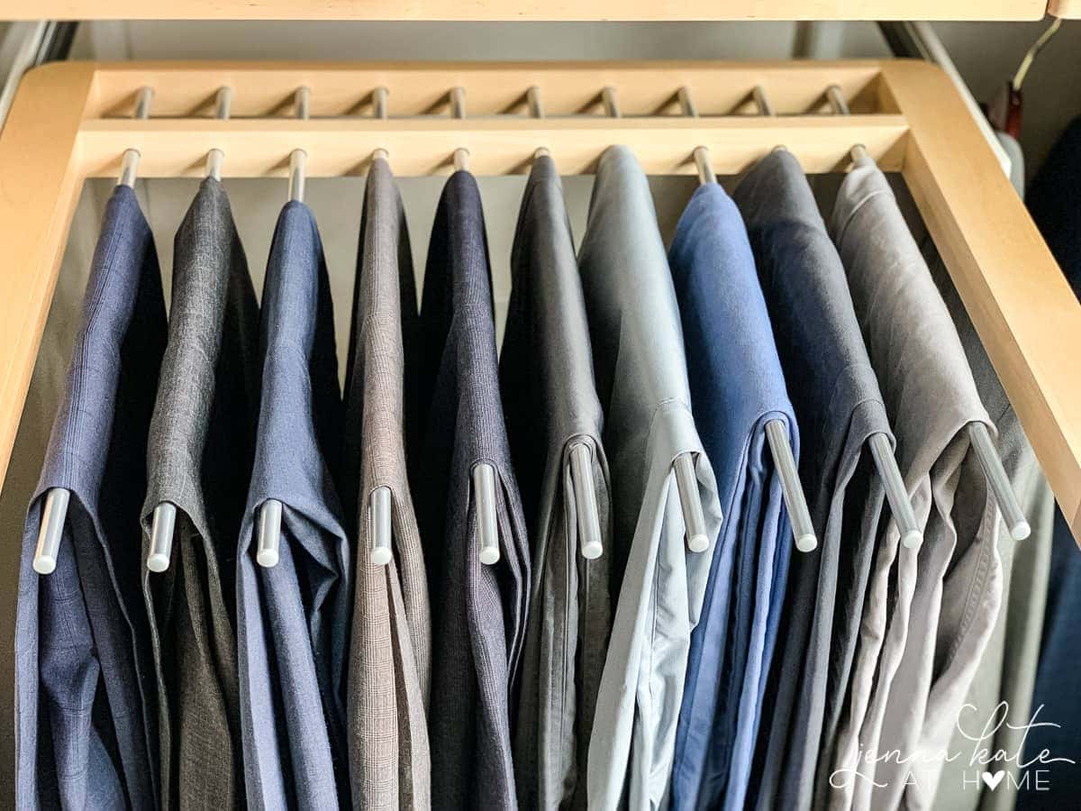 Pants rack for men's walk-in closet