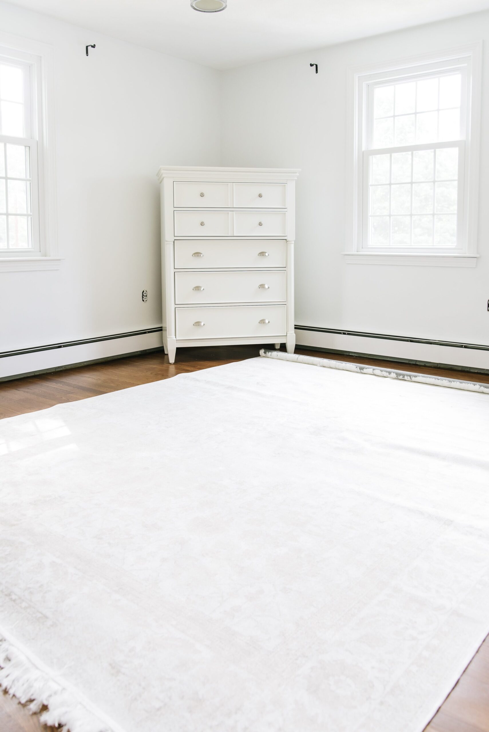 Pure white. Sherwin Williams SW 7005.