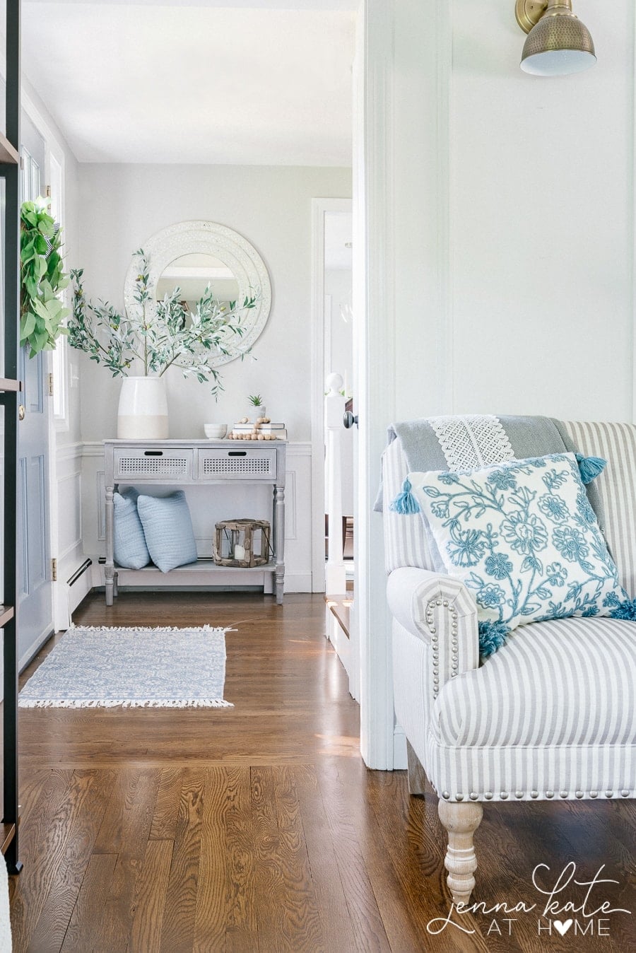 Decorator's White entryway with repose gray walls