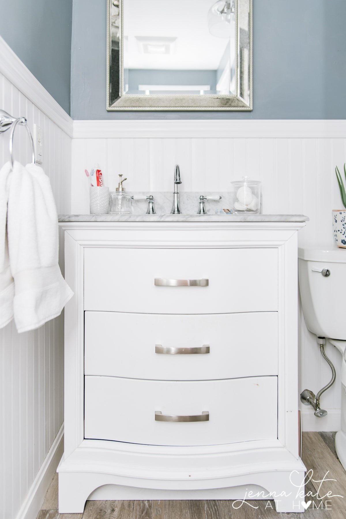 white bathroom vanity