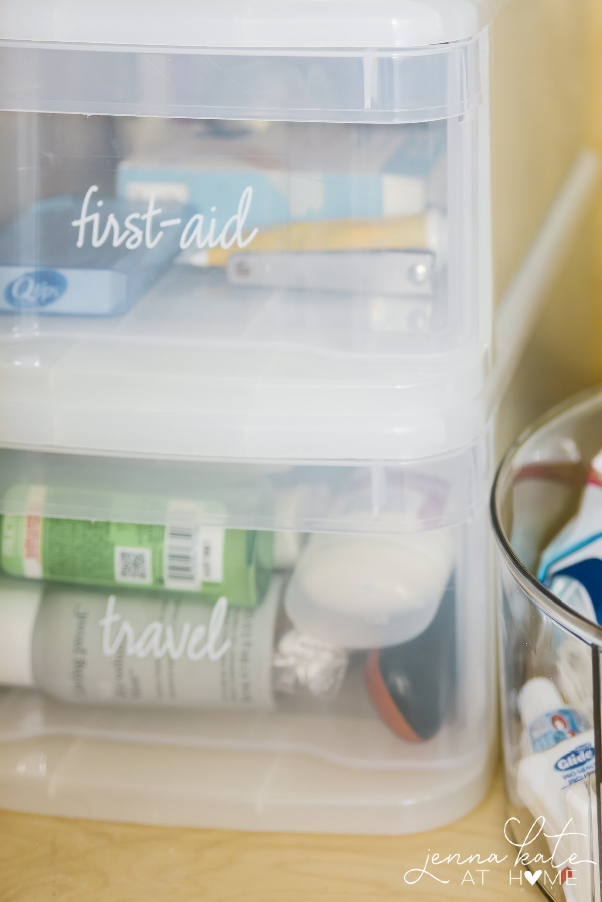 how to organize bathroom toiletries under the sink