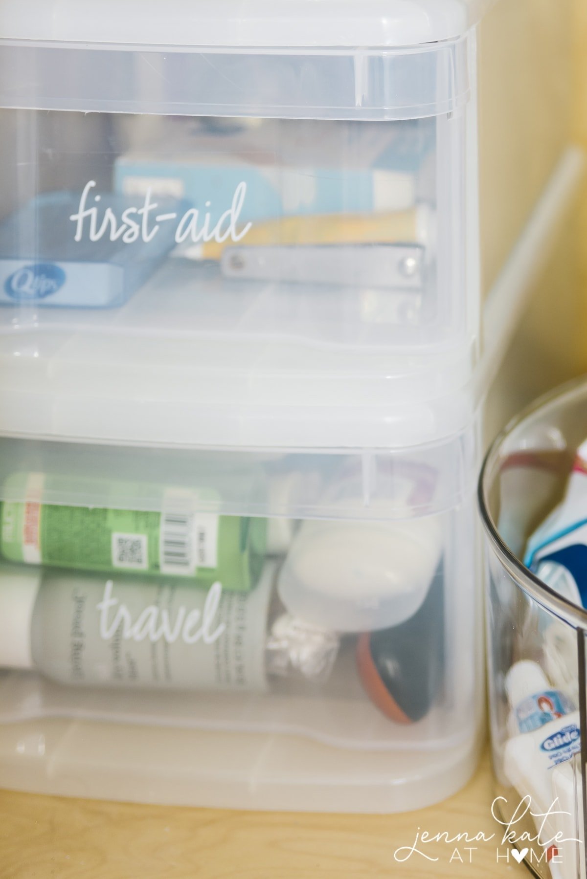 Stacking bins for bathroom essentials