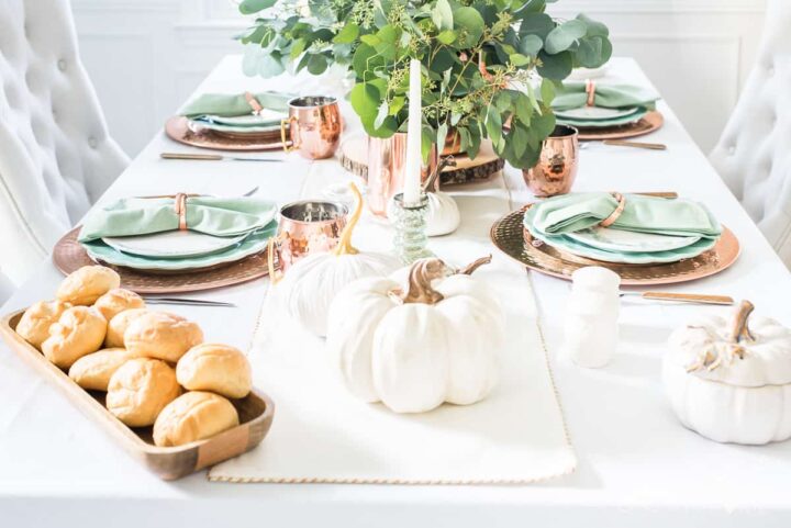 Sage Green & Copper Fall Table Setting - Jenna Kate at Home