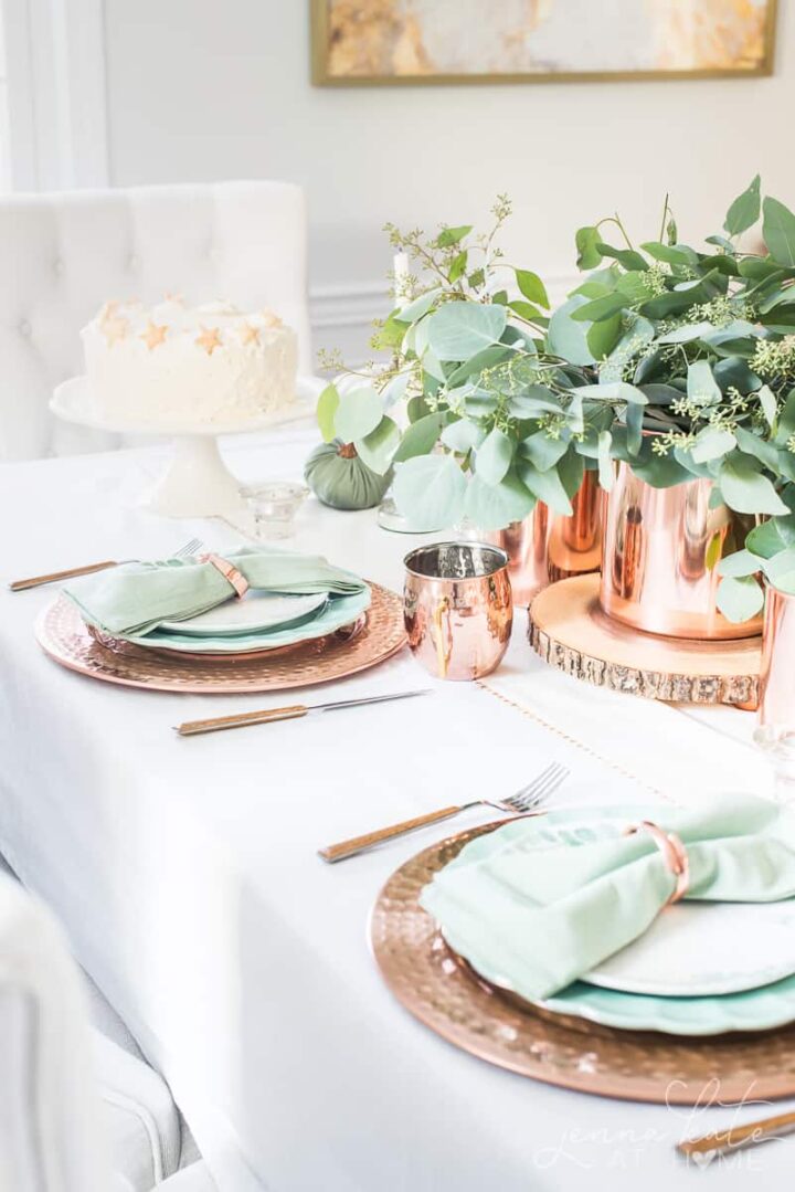Sage Green & Copper Fall Table Setting - Jenna Kate at Home