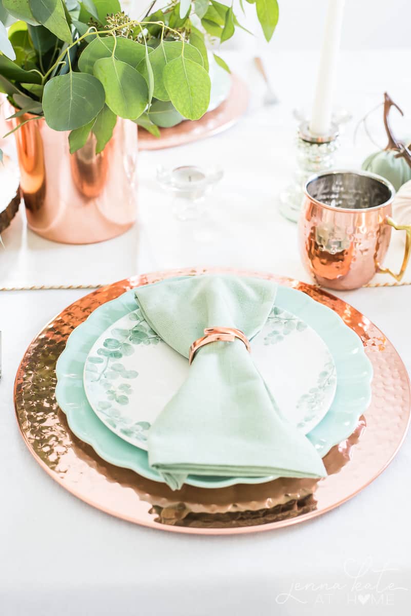 Decorating with copper and green for fall