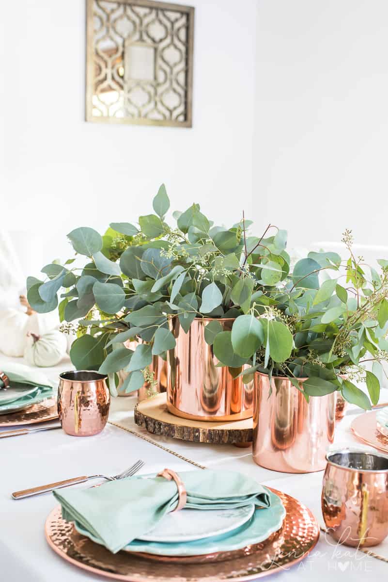 Using copper and eucalyptus for fall decor in 2020