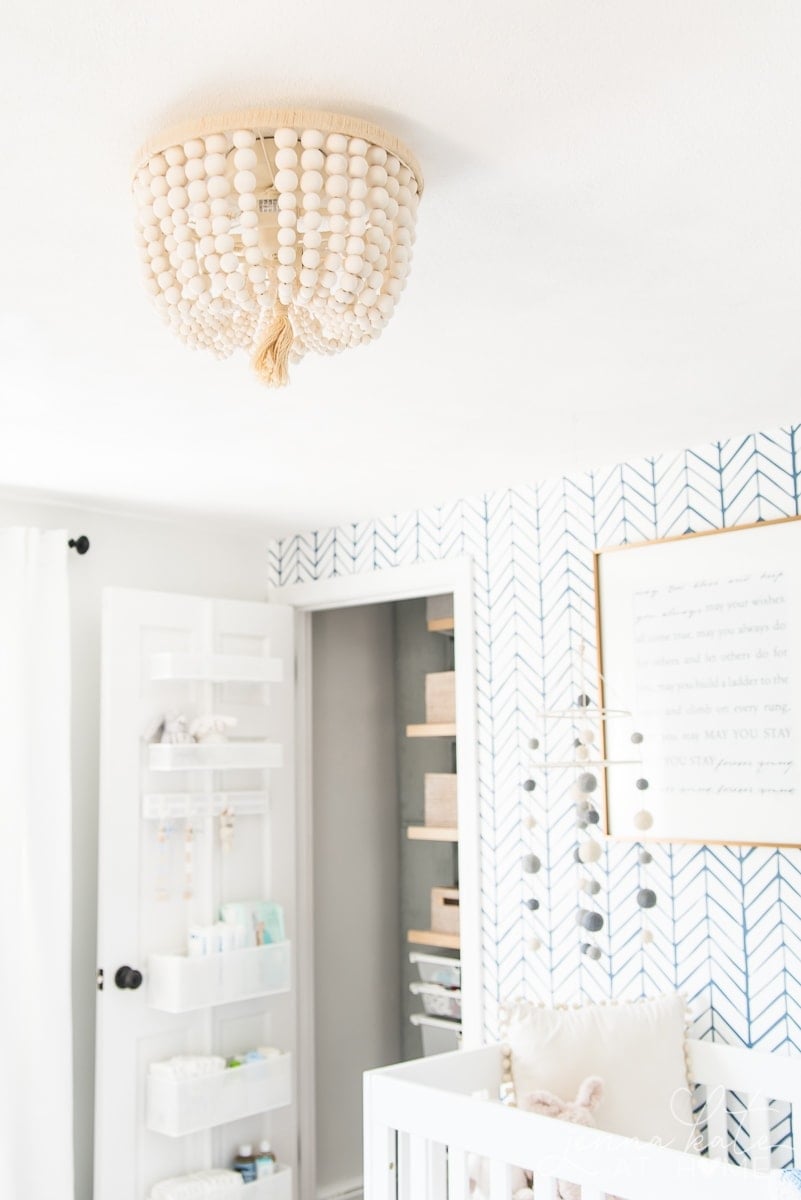 Beaded light fixture in nursery