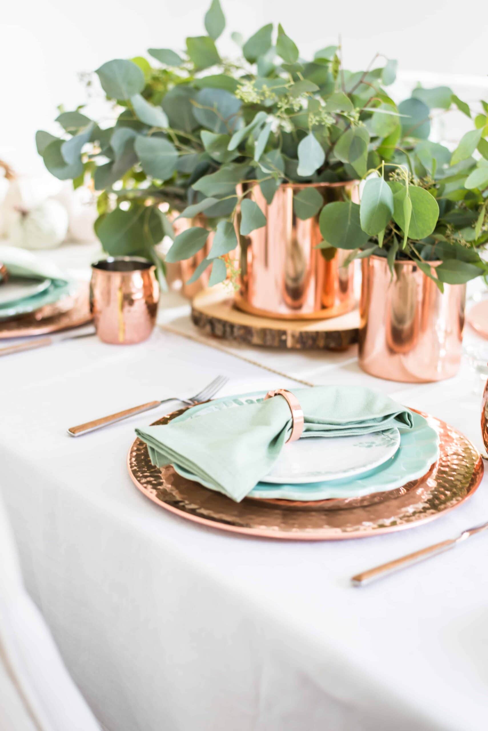 Sage Green & Copper Fall Table Setting