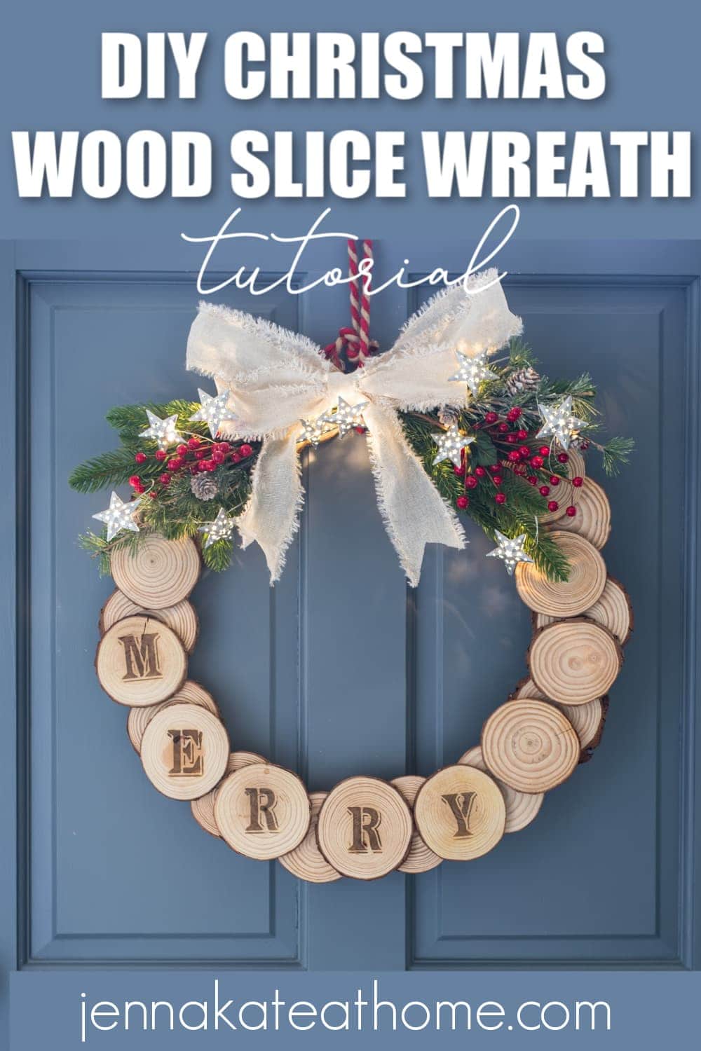 diy christmas wood slice wreath ideas