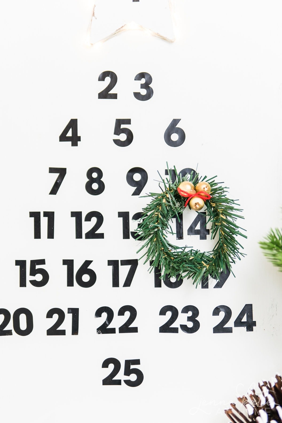 A completed DIY wooden advent calendar.