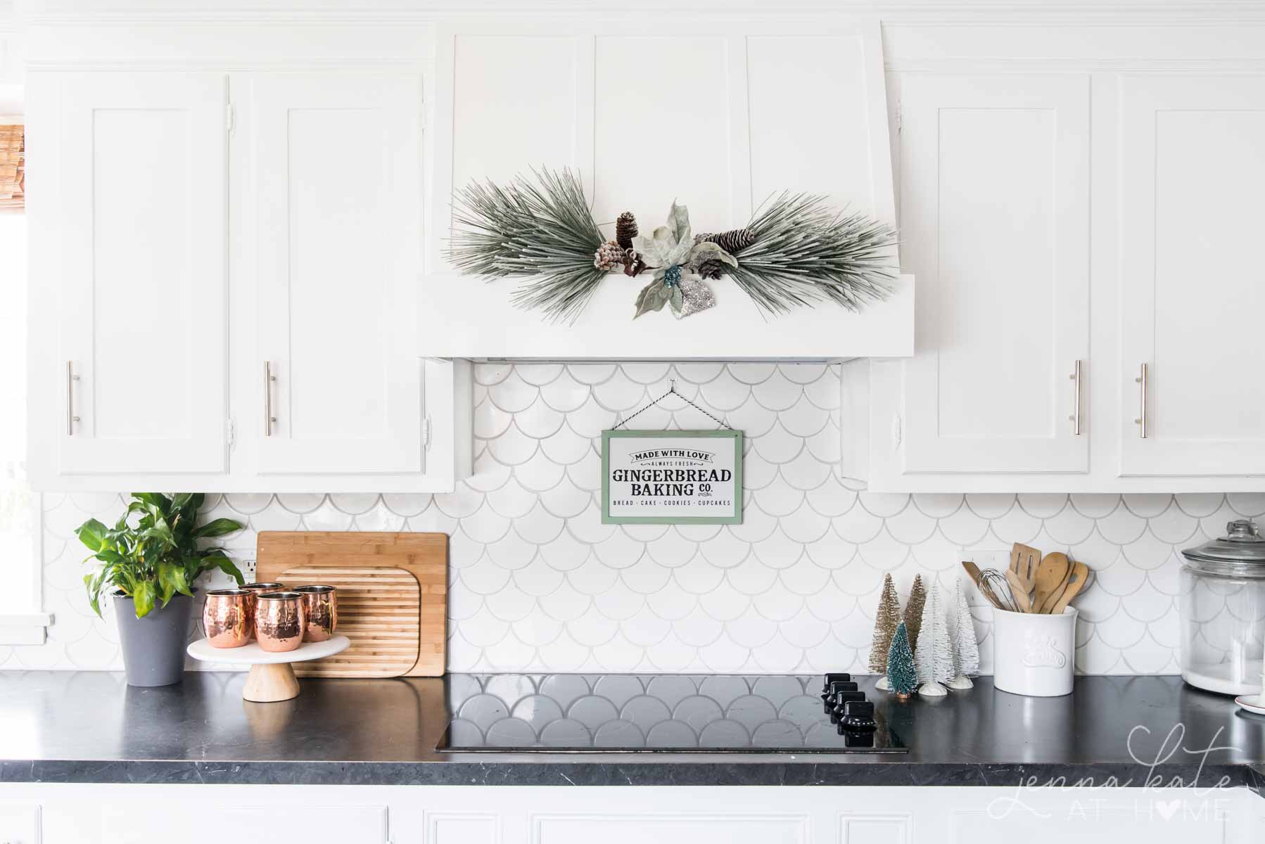 greenery over the range hood