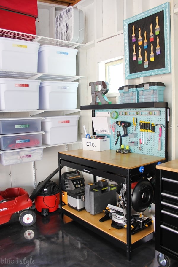 organized garage workbench