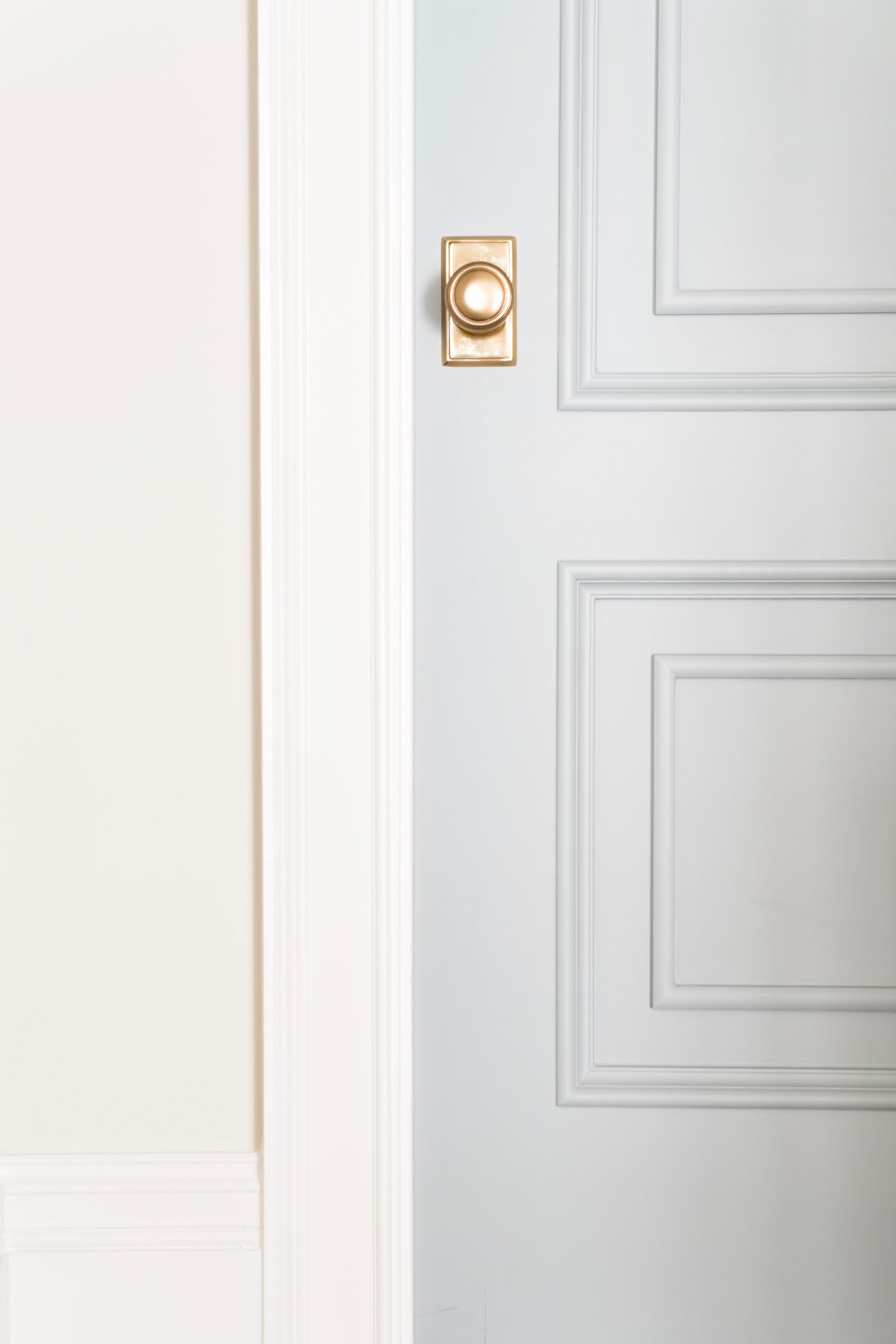 Boothbay Gray door with brass hardware