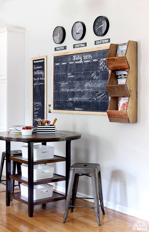 Multiple chalkboards and clocks on different time