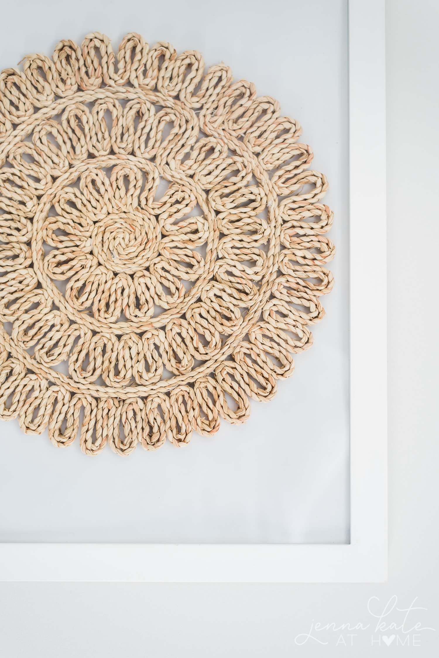 Up close texture of framed rattan place mat