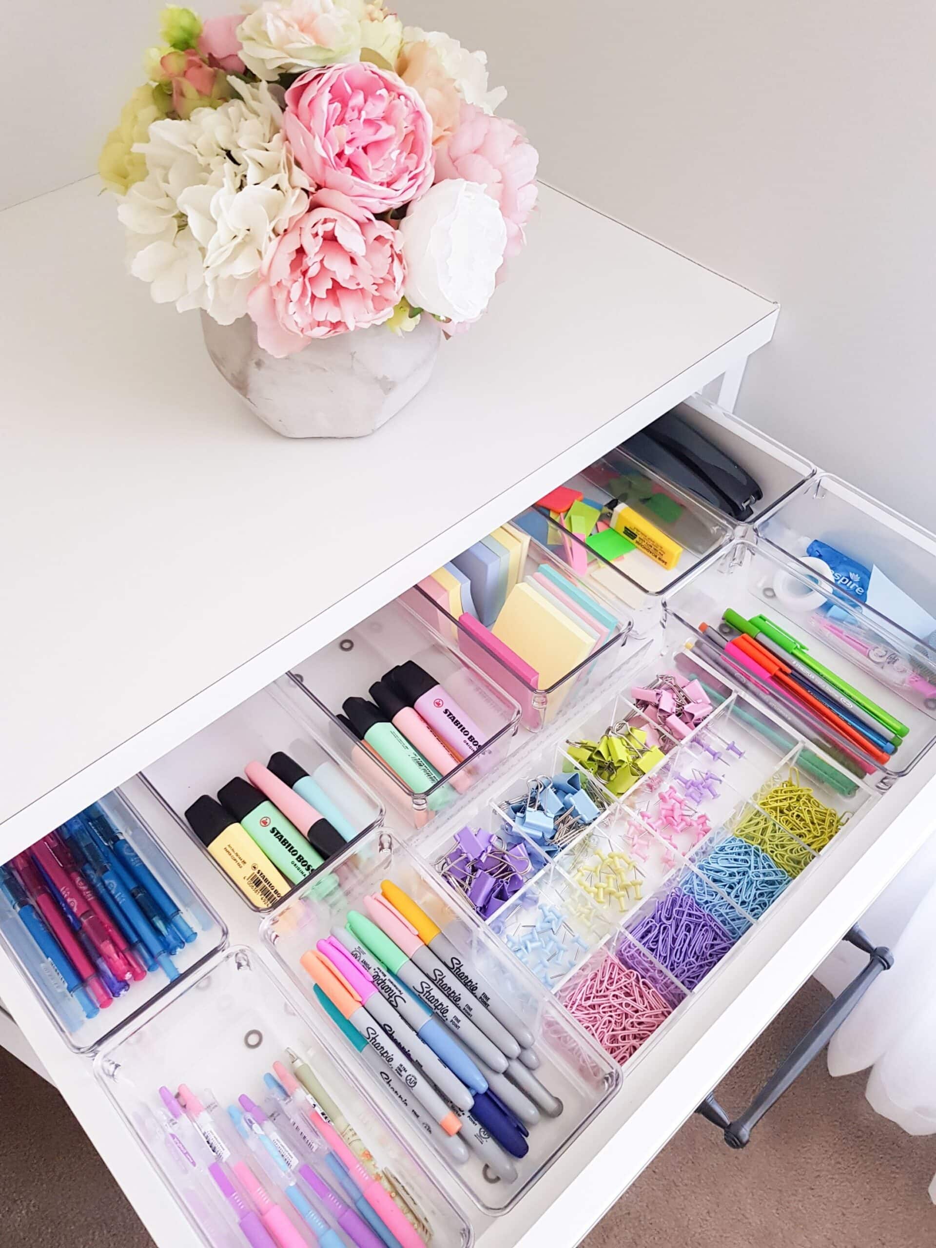 organized desk drawer