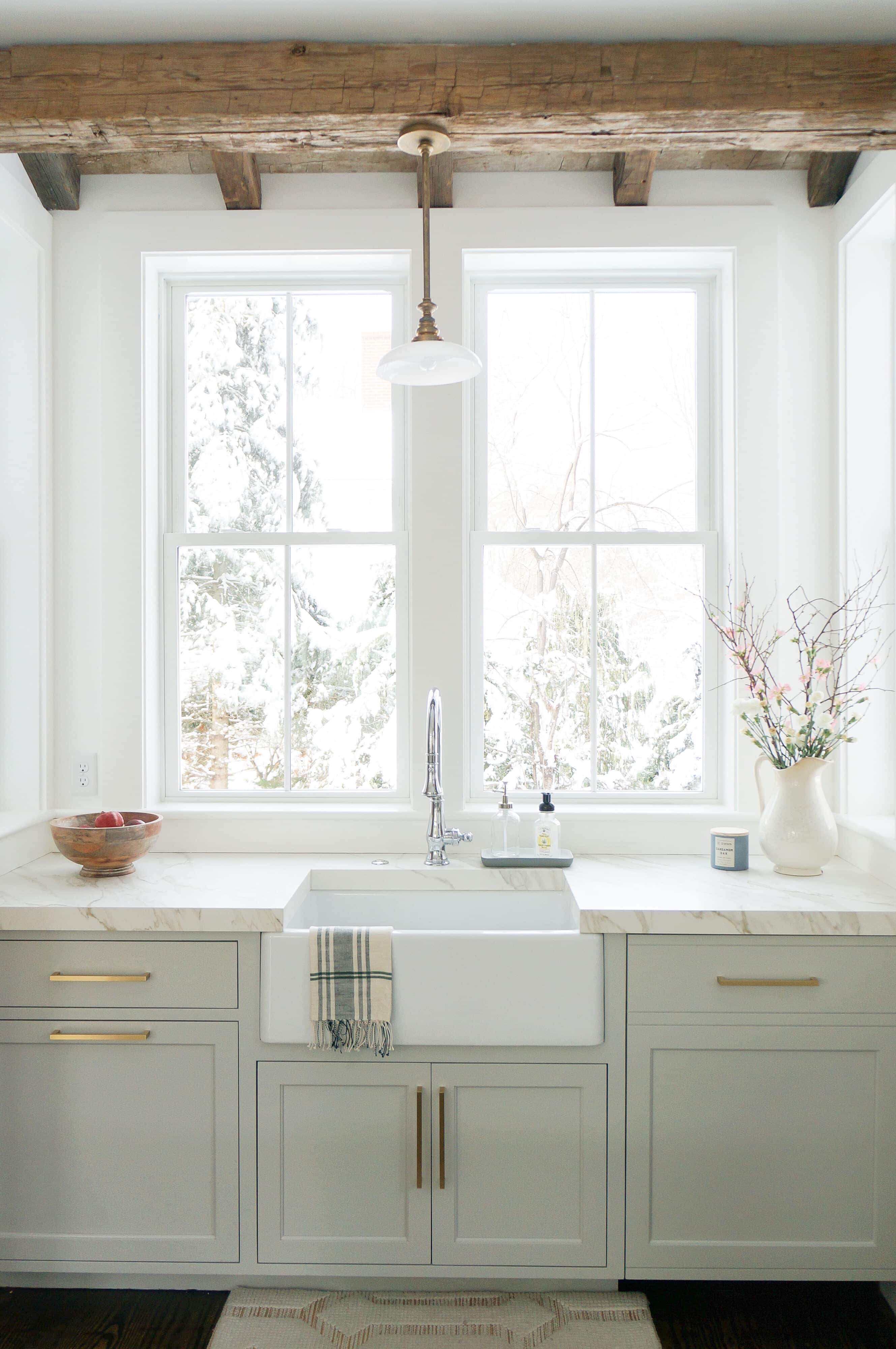 Kitchen cabinets painted with sw repose gray 