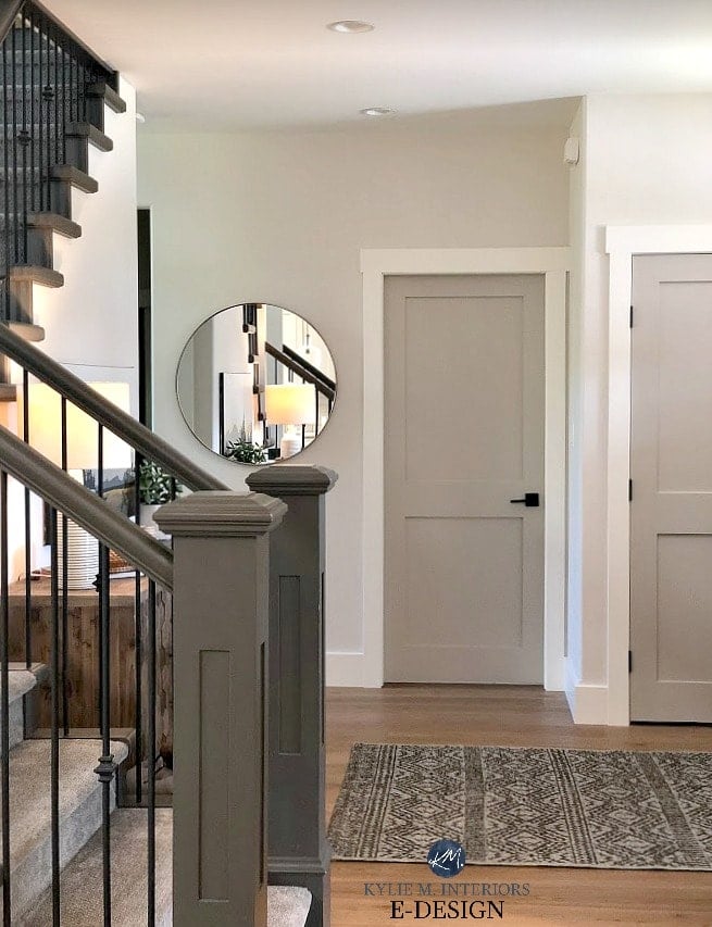 Interior doors painted benjamin moore revere pewter with staircase on the side