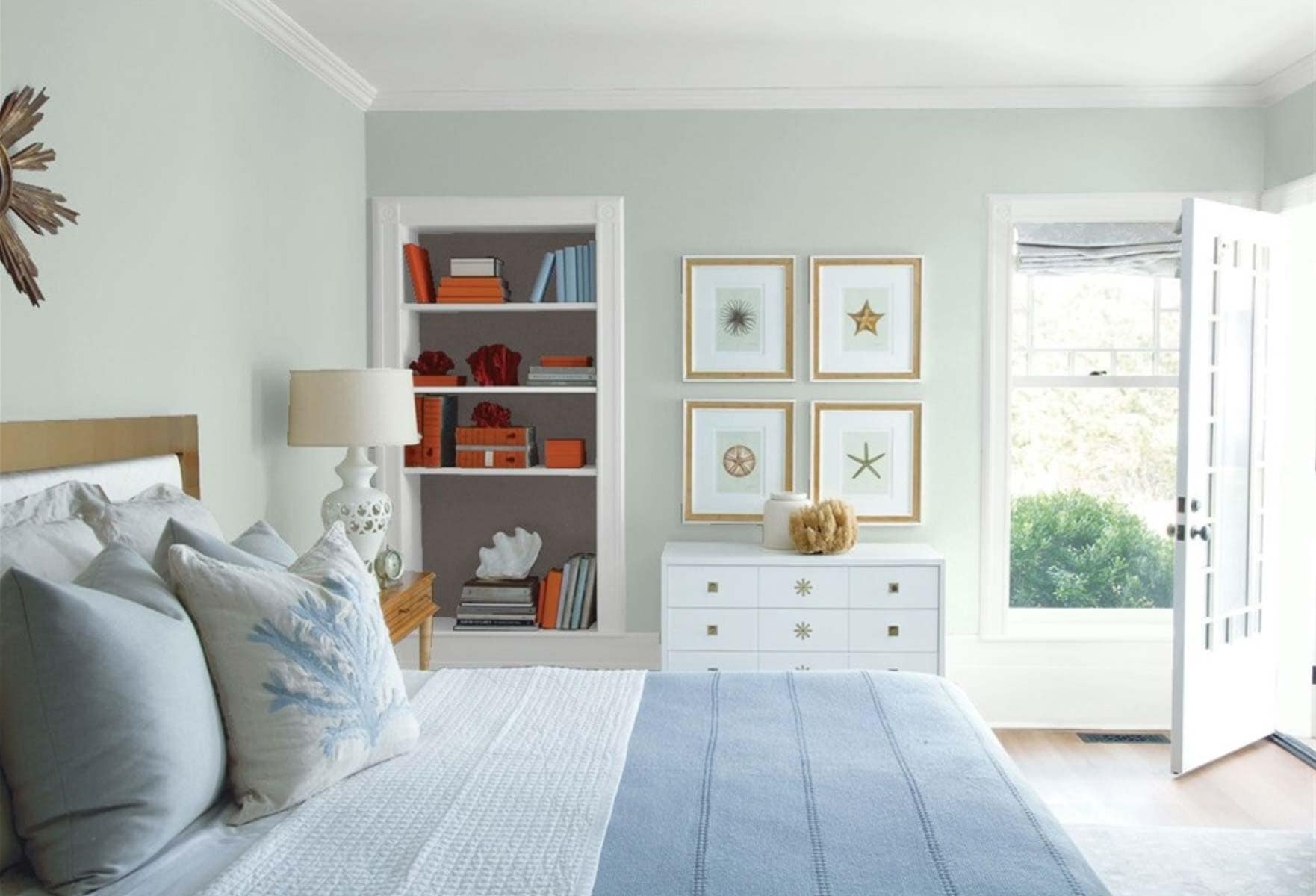 soft green-gray paint color for a bedroom