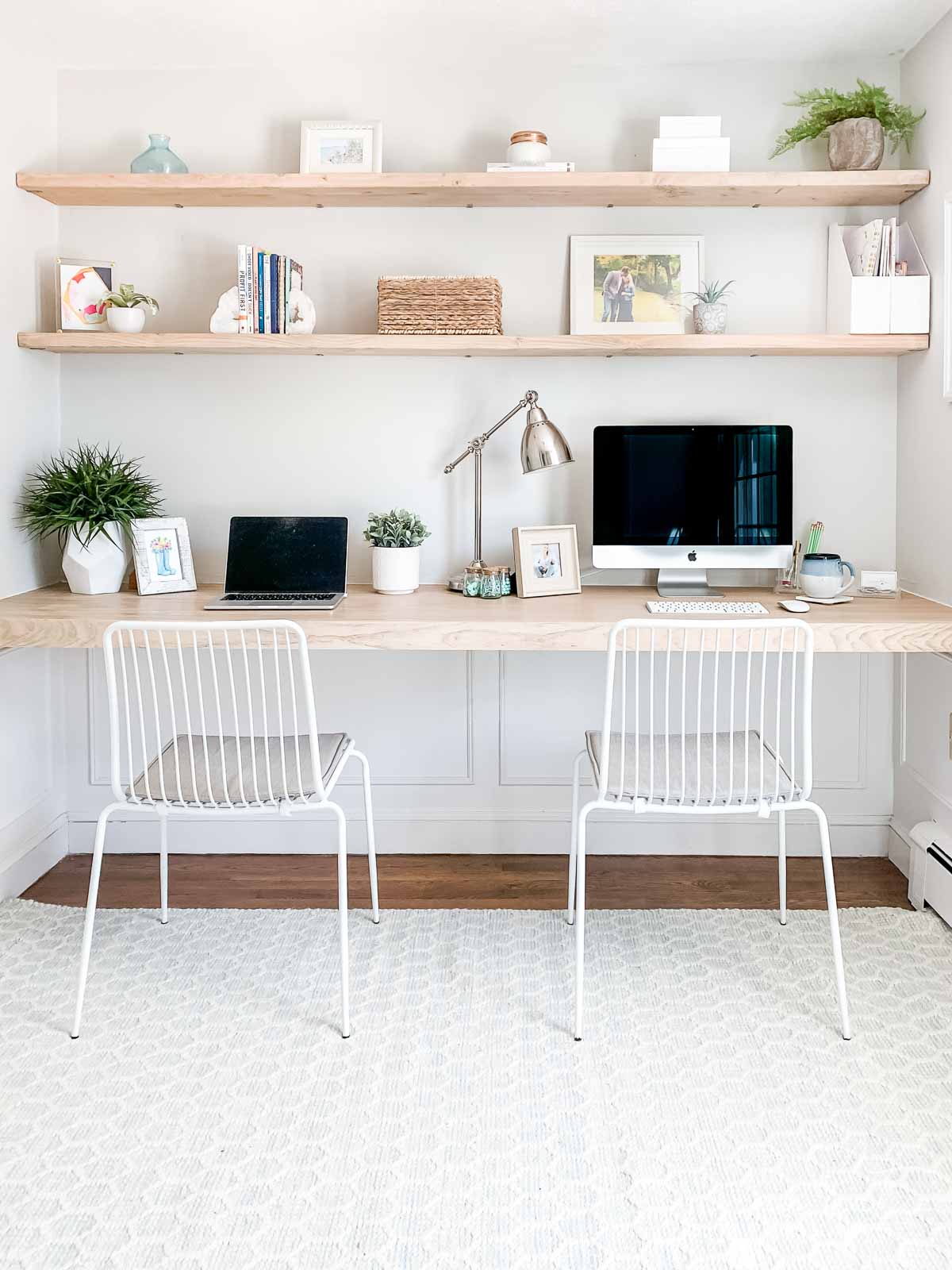 8 Colors Home Office or Bedroom Minimal Modern Metal Desk with 2 Side Shelves 
