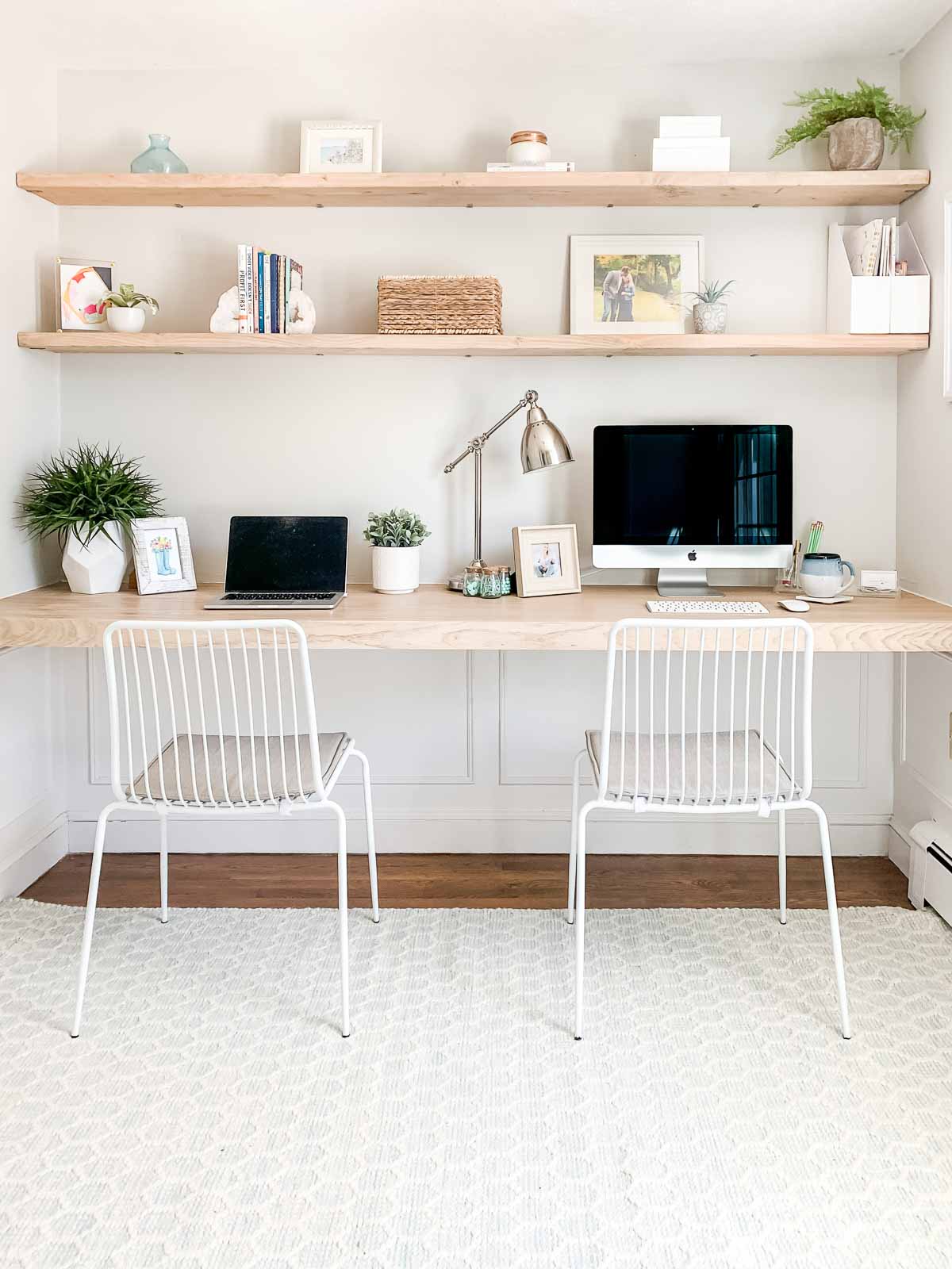 diy floating desk in office nook