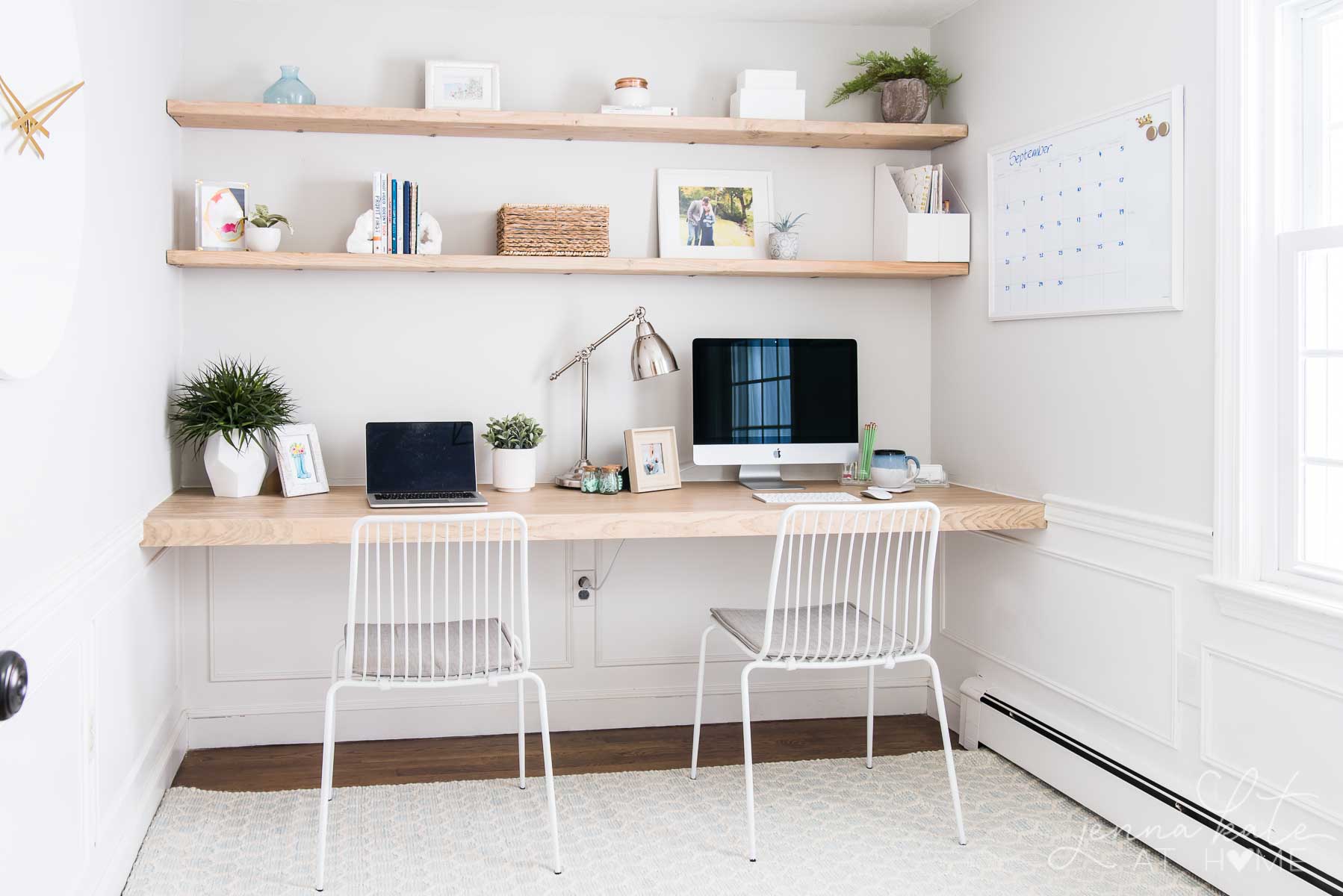 White Floating Desk with Storage