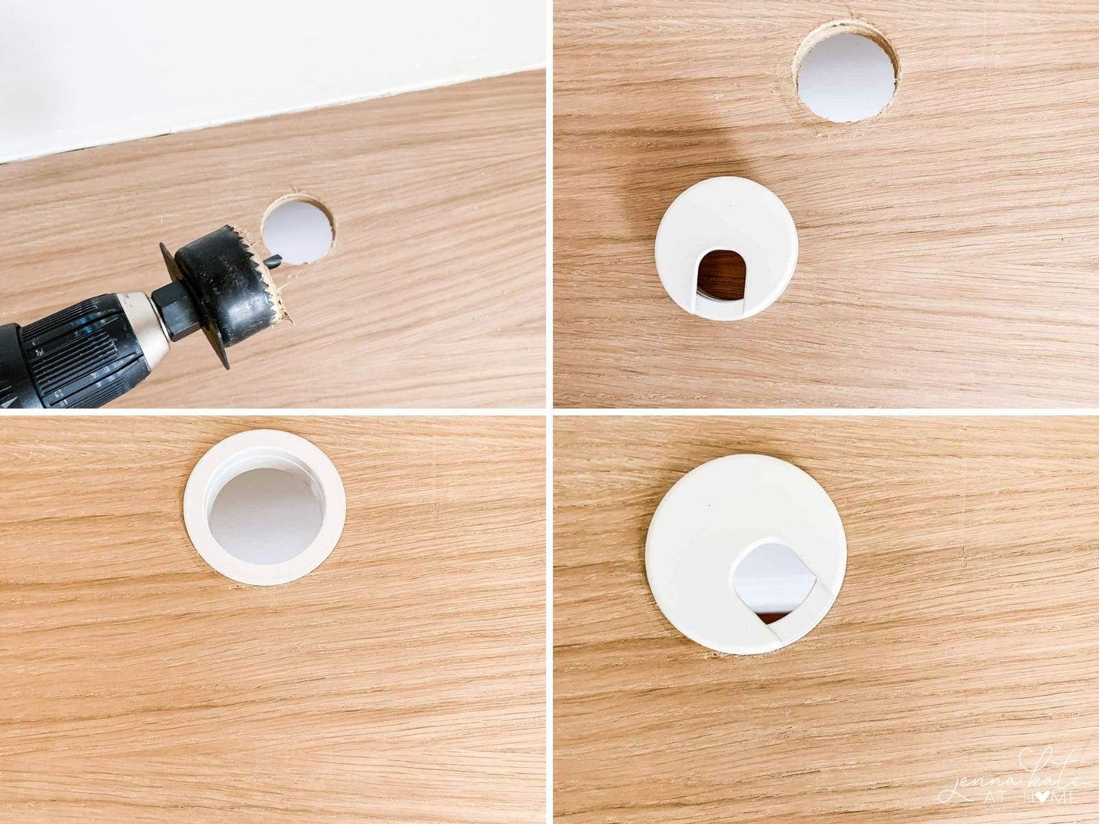 Make a hole for cables completes this modern floating desk