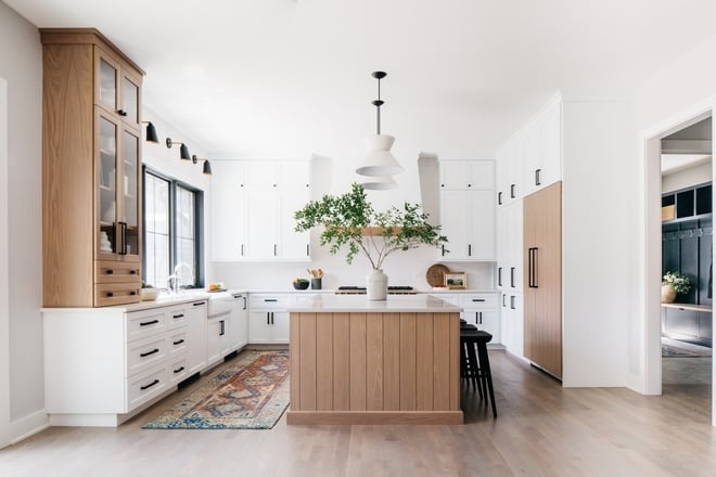 kitchen cabinets painted with SW extra white