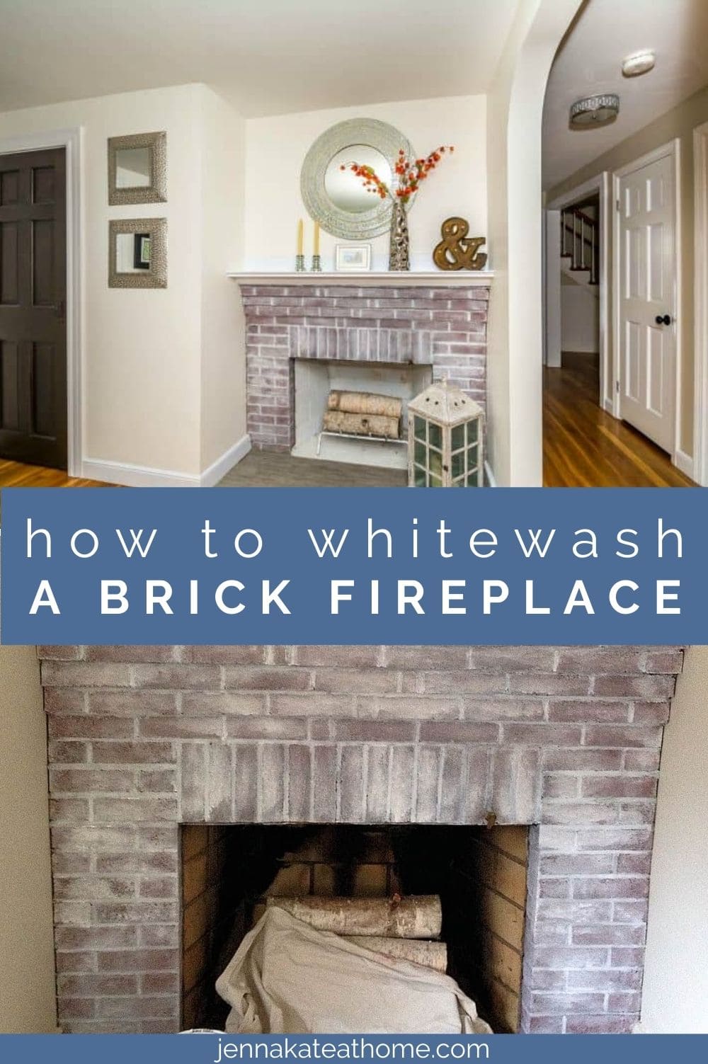 how to whitewash a brick fireplace