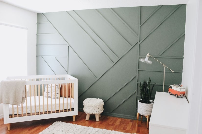 modern geometric wood accent wall