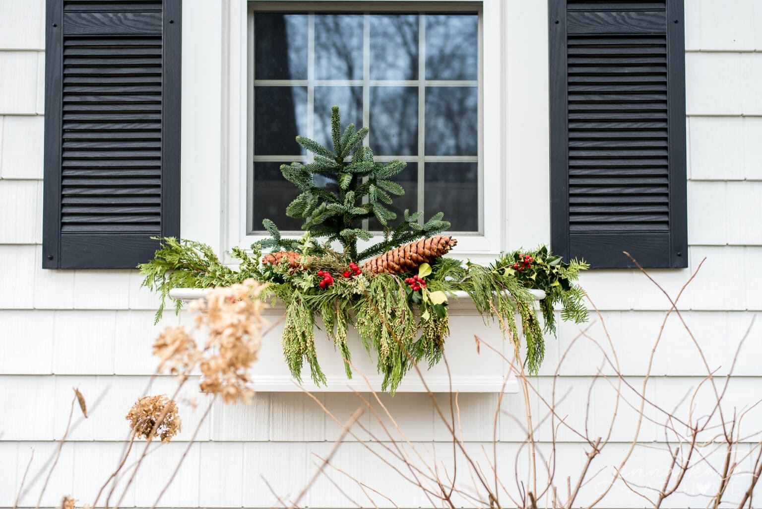 Simple DIY Christmas Window Box - Jenna Kate at Home