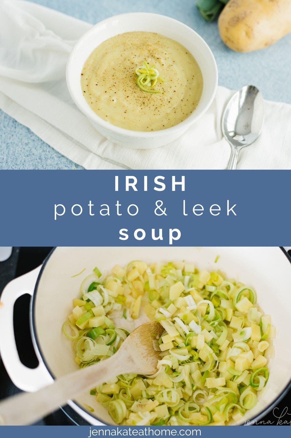 Irish potato and leek soup pin