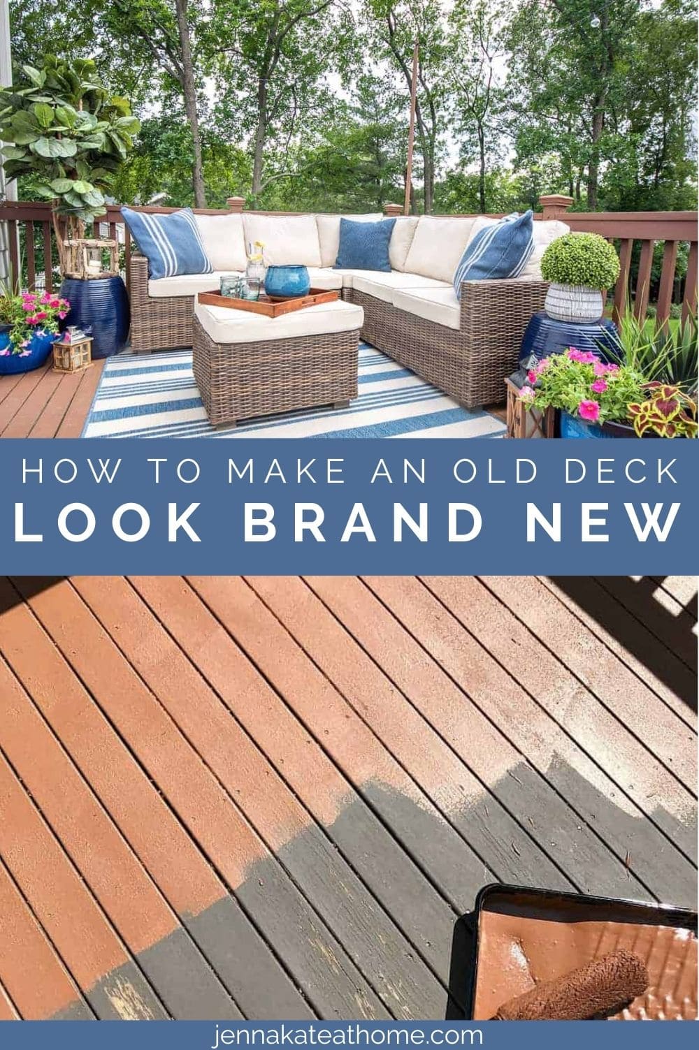 how to make an old deck look brand new pin