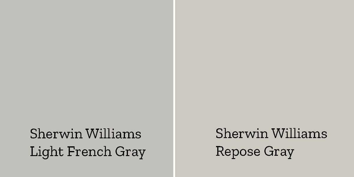 comparison of sherwin williams light french gray and sherwin williams repose gray