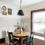 wainscoting in kitchen nook painted sherwin williams accessible beige