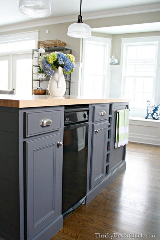 kitchen island cabinets in SW peppercorn