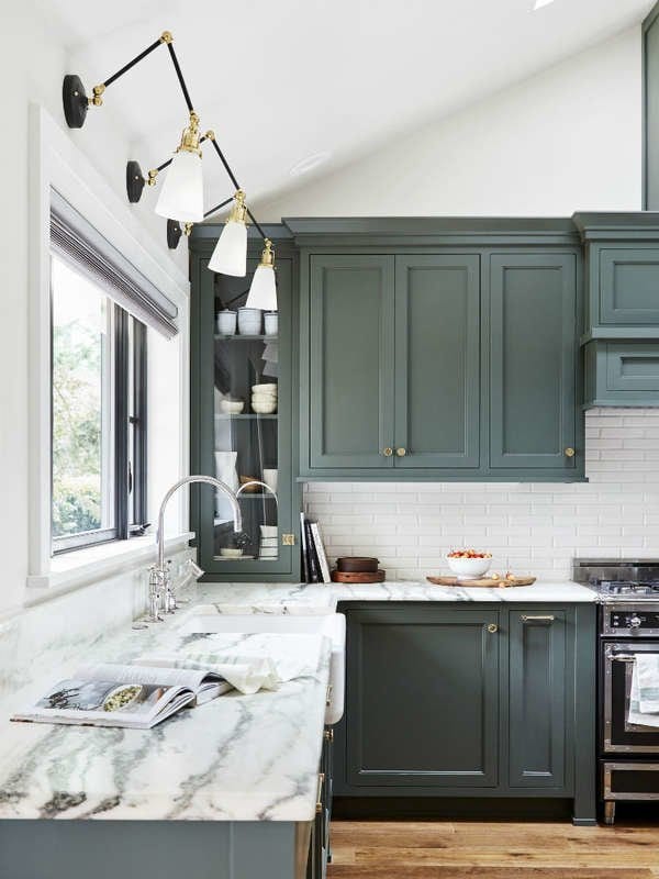 dark green kitchen cabinet paint color