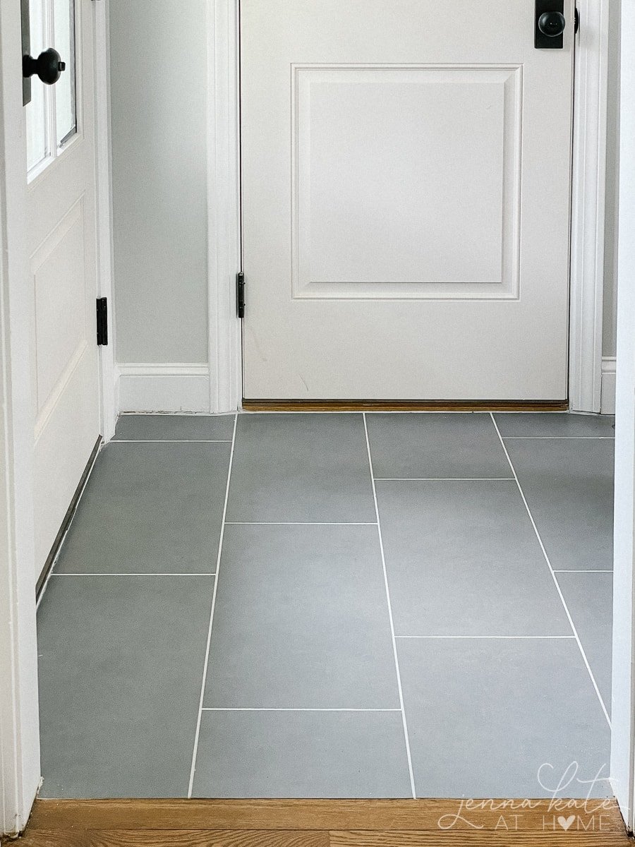 gray mudroom floor