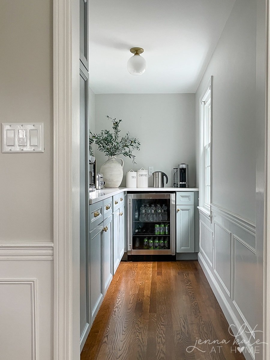 Butler's pantry with BM paper white walls.