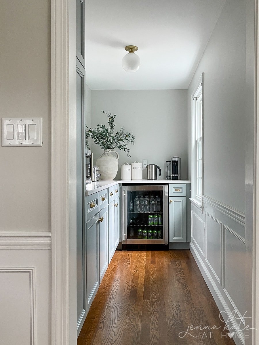 Walk in pantry with beverage fridge