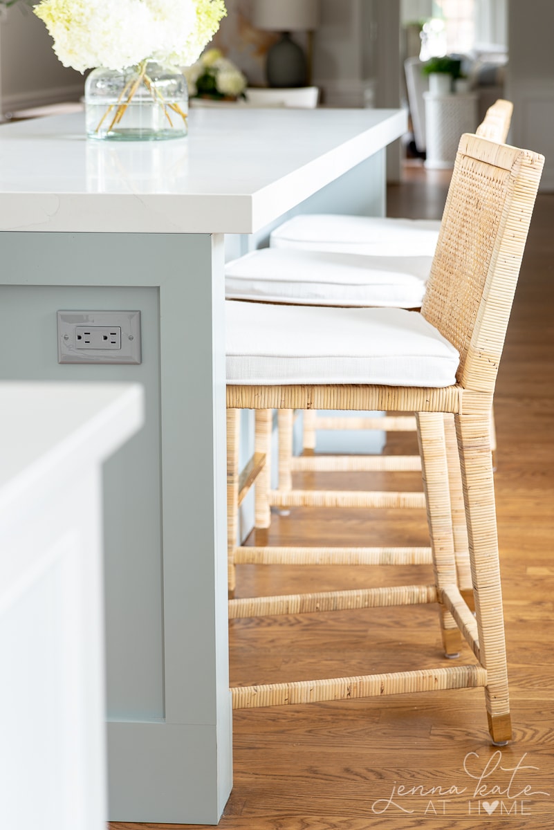 serena and lily Balboa counter stools at kitchen island