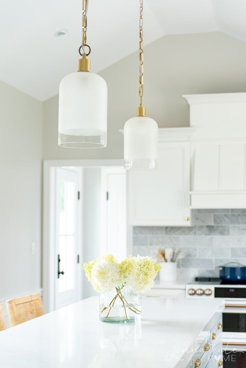 Serena and Lily Westbrooke pendants over kitchen island
