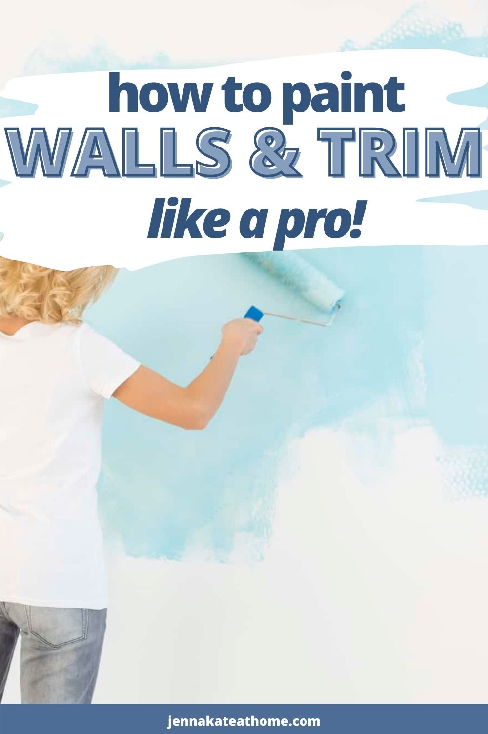 how to paint walls and trim pin image